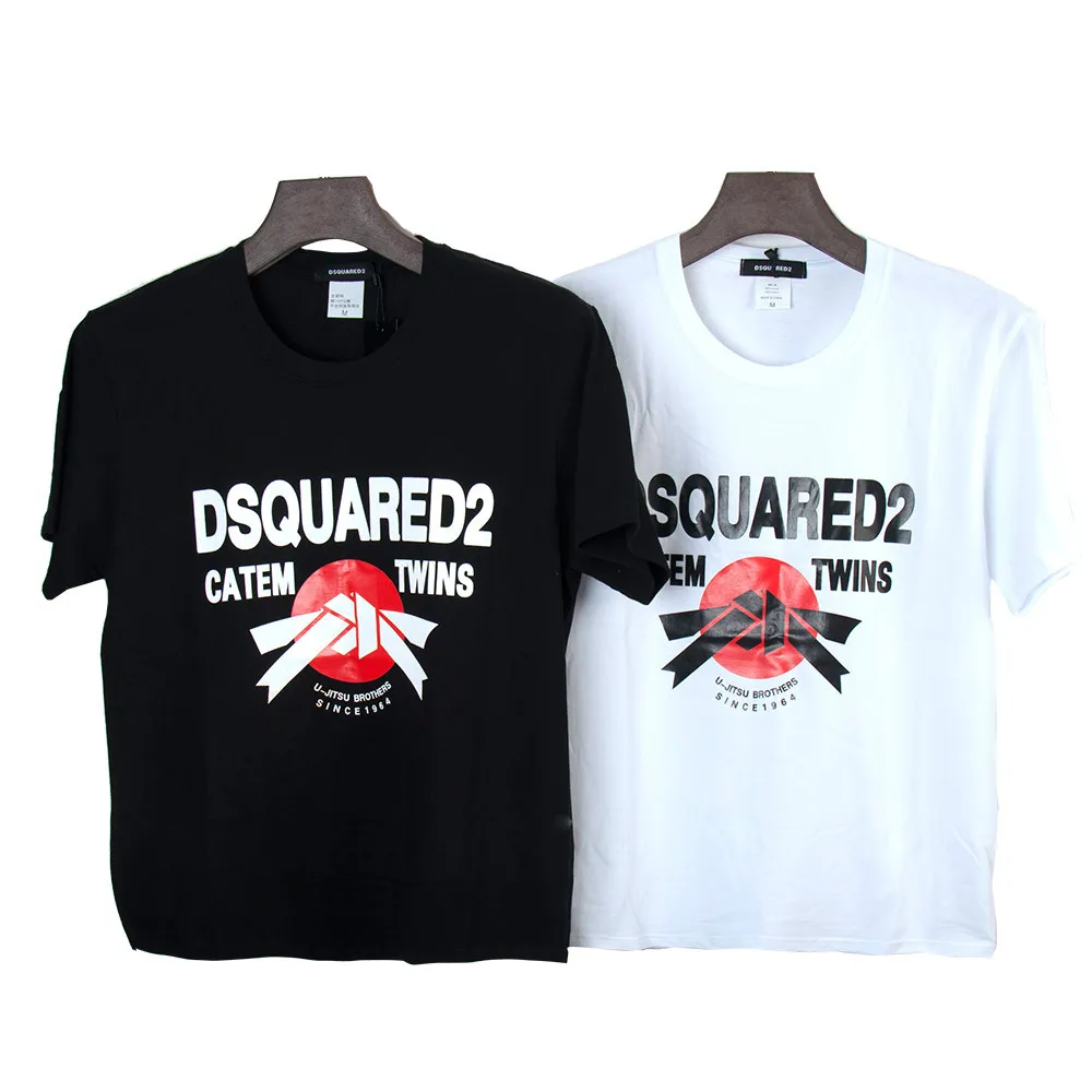 2022 New Men's Printed Short-sleeved T-shirt Dsquared2 Summer Men's Cotton Round Neck T-shirt Four Seasons Wild Bottoming Shirt