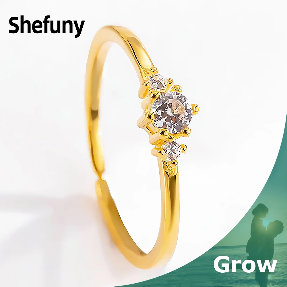 

925 Sterling Silver Classic Round Adjustable Finger Rings Clear Zirconia Open Size Rings For Women Fine Jewelry Engagement Gift