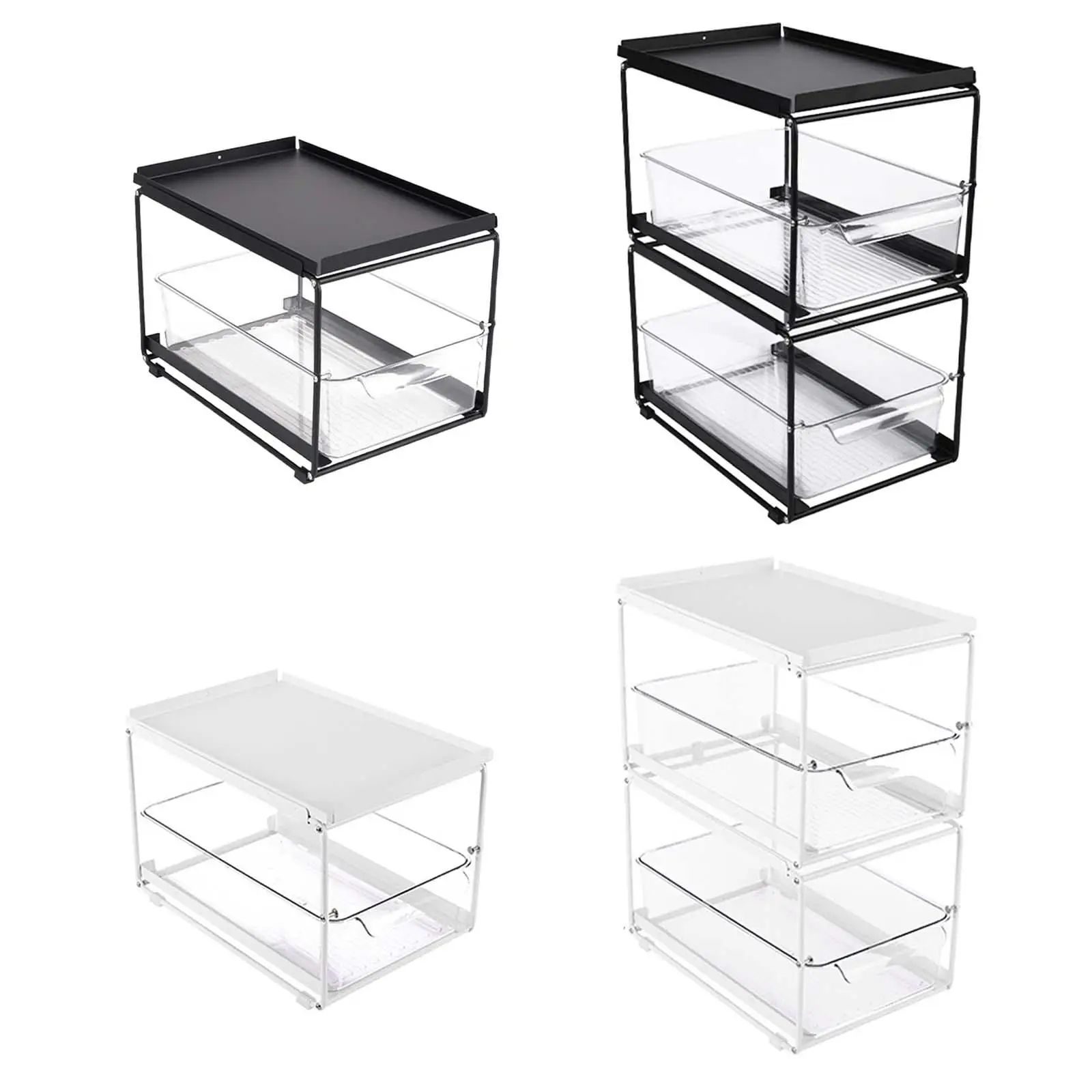 

Cabinet Storage Organizer with Transparent Bin Multipurpose Convenient Assemble Closet Organizer for Cleaning Supplies Storage