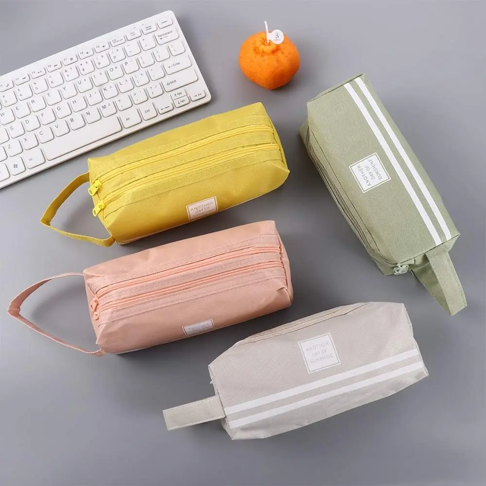 

Portable Candy Color Pencil Case Double Layer Big Pen Case for Kids Student Pen Bag School Stationery Storage Bag Cute Handbag