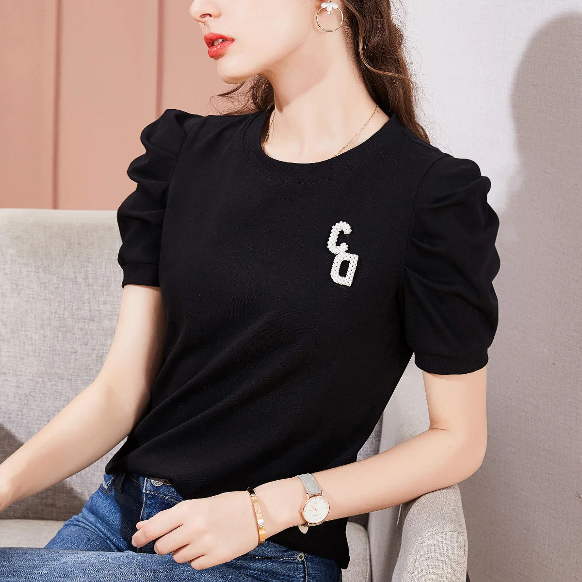 

GGRIGHT Short Sleeve Tshirt Women 2022 Cotton Tops Mujer Camisetas Haut Femme Elegant Woman Tshirts O-Neck T-shirty Damskie