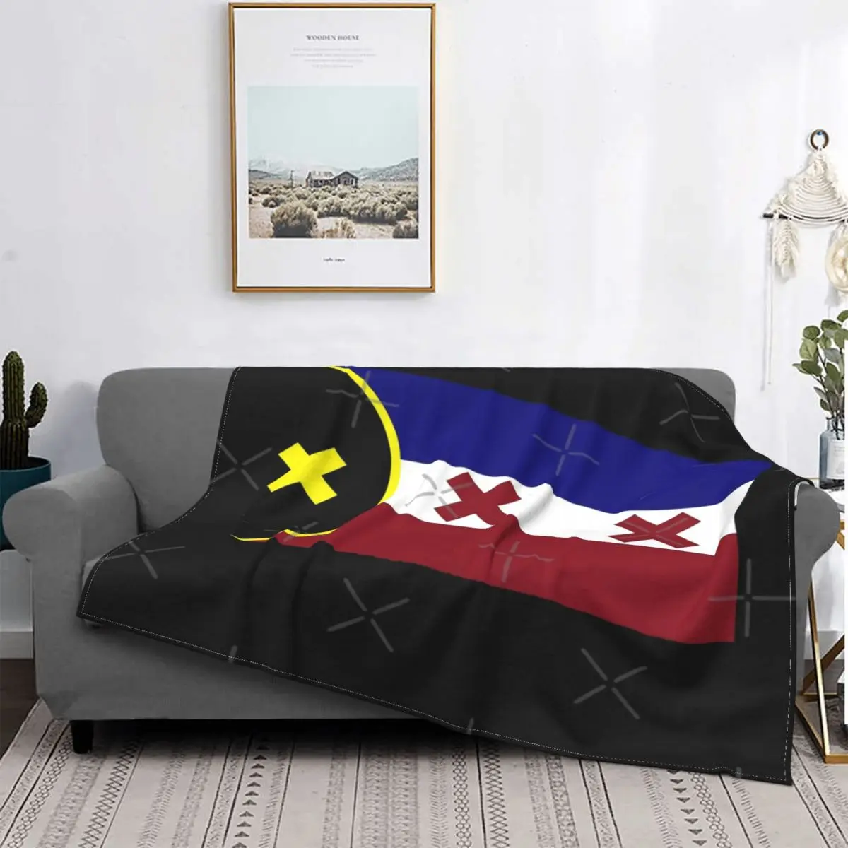 

Manta con bandera de L'Manberg Dream Smp, colcha a cuadros para cama, sofá, manta de lana, toalla de playa de lujo