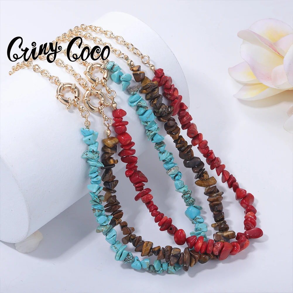 

Cring Coco Natural Stone Neck Beads Necklace Virgin Girls Figaro Chains and Necklaces Jewelry for Women 2022 Valentines Day Gift
