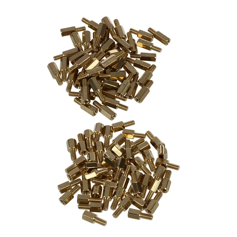 

100Pcs Brass Screw Thread PCB Stand-Off Spacer M3 Male X M3 Female - 50 Pcs 15 X 5Mm & 50Pcs12 X 5Mm