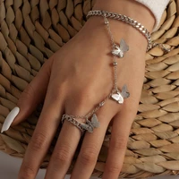 lady trendy butterfly bracelet with finger ring wrist chain for women aesthetic 2021 jewelry giifts butterfly rings bracelet
