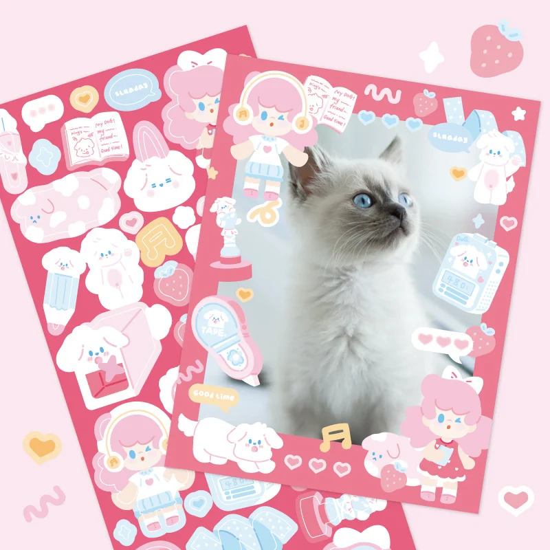 

1sheet Party Cute Cartoon Stickers Diy Decoration Scrapbooking Paper Creative Computer Stationary School Supplies Stickers
