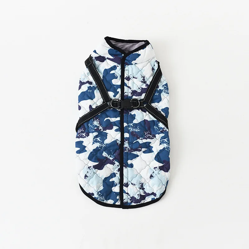 

Autumn and Winter Newest Dog Warm Cotton-Padded Dog Coat with Chest and Back Pet Vest Traction Chest and Back Warm Pet Coats