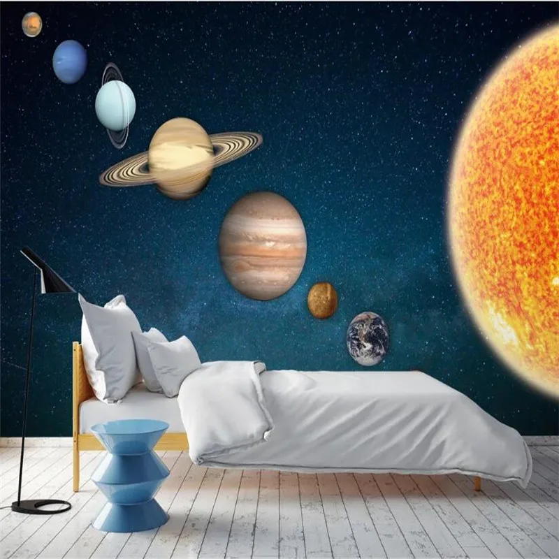 Universe Galaxy Earth Theme Space Wall Paper 3D Children's Room Background Mural Wallpaper for Kids Room Wall Papers Home Decor