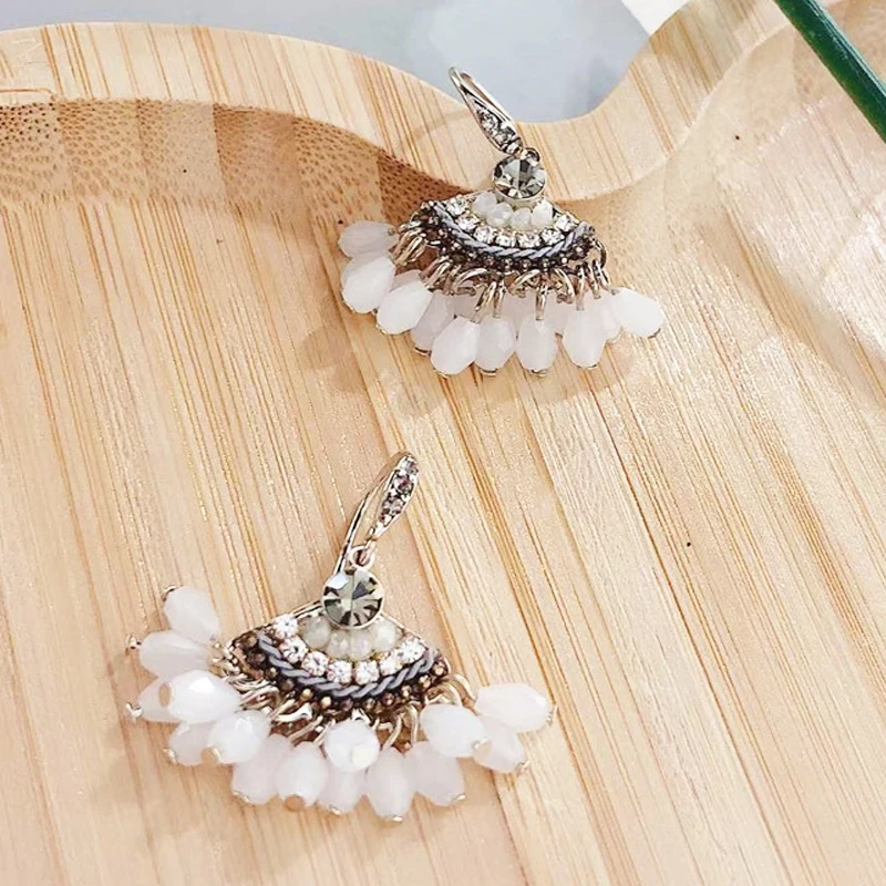 

Delicate Women Scalloped Tassel Stud Earrings Pendant Earrings Ginkgo Biloba Geometric Boho Tribal Bridal Party Luxury Gifts New