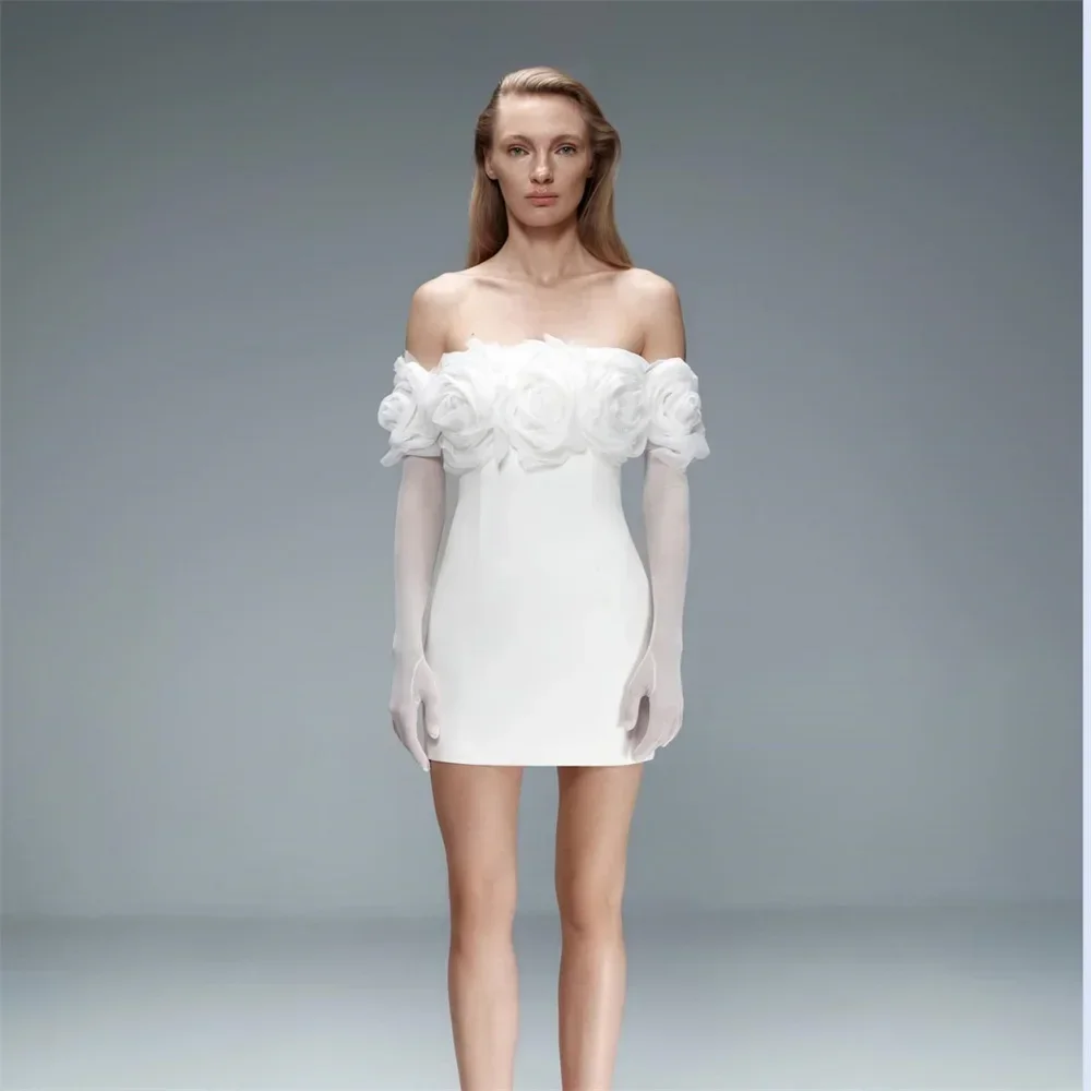 Вечернее платье Саудовской Аравии дериан с открытыми плечами мини-юбки 3D розы