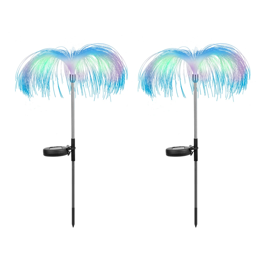 

2pcs Solar Jellyfish Light LED Garden Lights Outdoor Wireless Fiber Optic Lamps For Lawn/Walkway/Landscape/Holiday Plug Decor