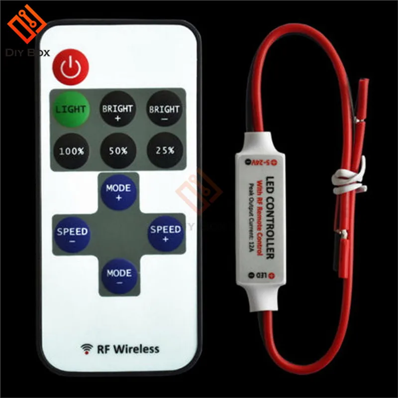 1Set 12V RF Mini Wireless Controller Switch LED Dimmer with Remote Switch Mini In-line LED Light Controller/Dimmer High Quality images - 6