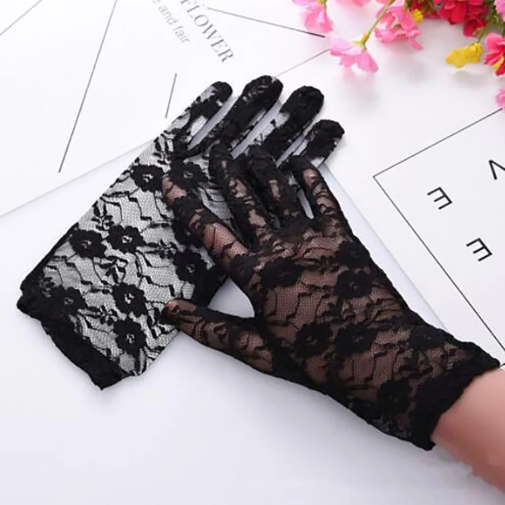 

Перчатки женские кружевные, пикантные вечерние варежки, солнцезащитные модные перчатки с закрытыми пальцами для лета