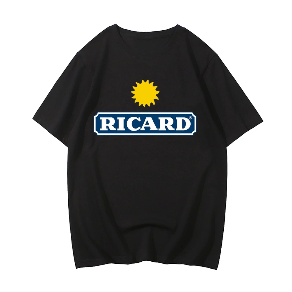 

RICARD Tshirt Graphic Print T-shirt O-neck Short Sleeve Tops Mens t shirt Summer Black Tee-shirt 100% Cotton Tees Male Clothes
