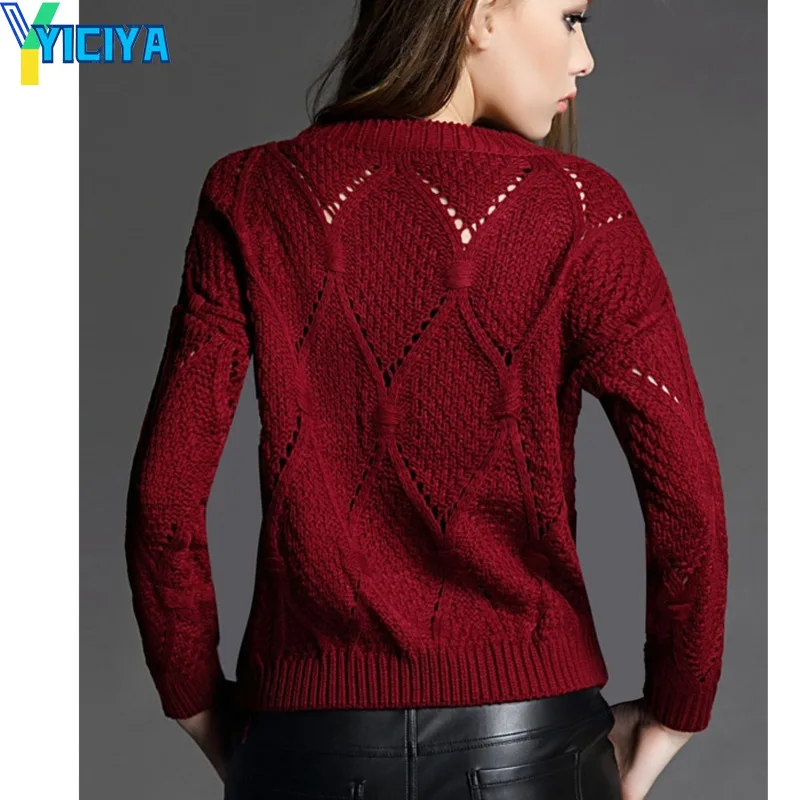 

YICIYA Winter Fashion Round Neck Long Sleeve Wool Blended Knitwear Sweater for Women outfits sweaters y2k oversize coats tops