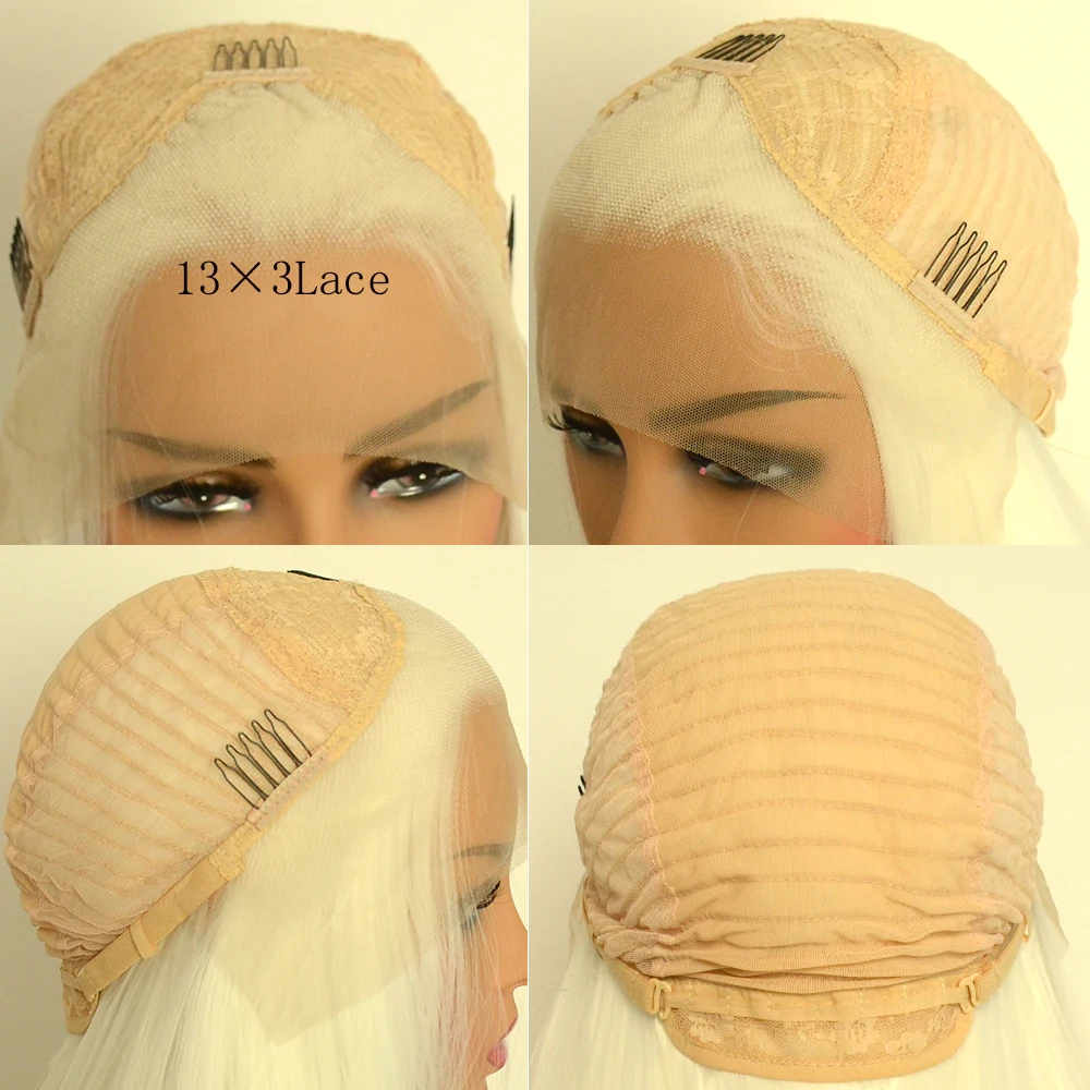 Voguebeauty 13 × 3 кружевной Платиновый белый синтетический передний шелковистый