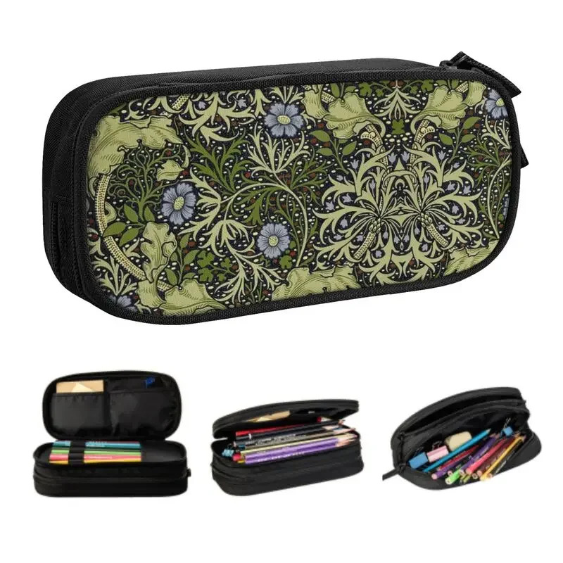 

William Morris Seaweed School Pencil Cases Boys Gilrs Large Capacity Textile Pattern Pencil Pouch Students Stationery