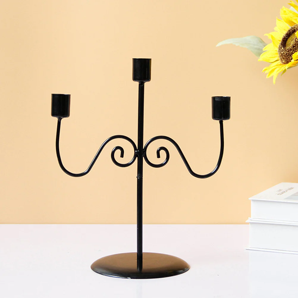 

Desktop Metal Candelabrum Detachable Candlestick European Style 3-arms Stand