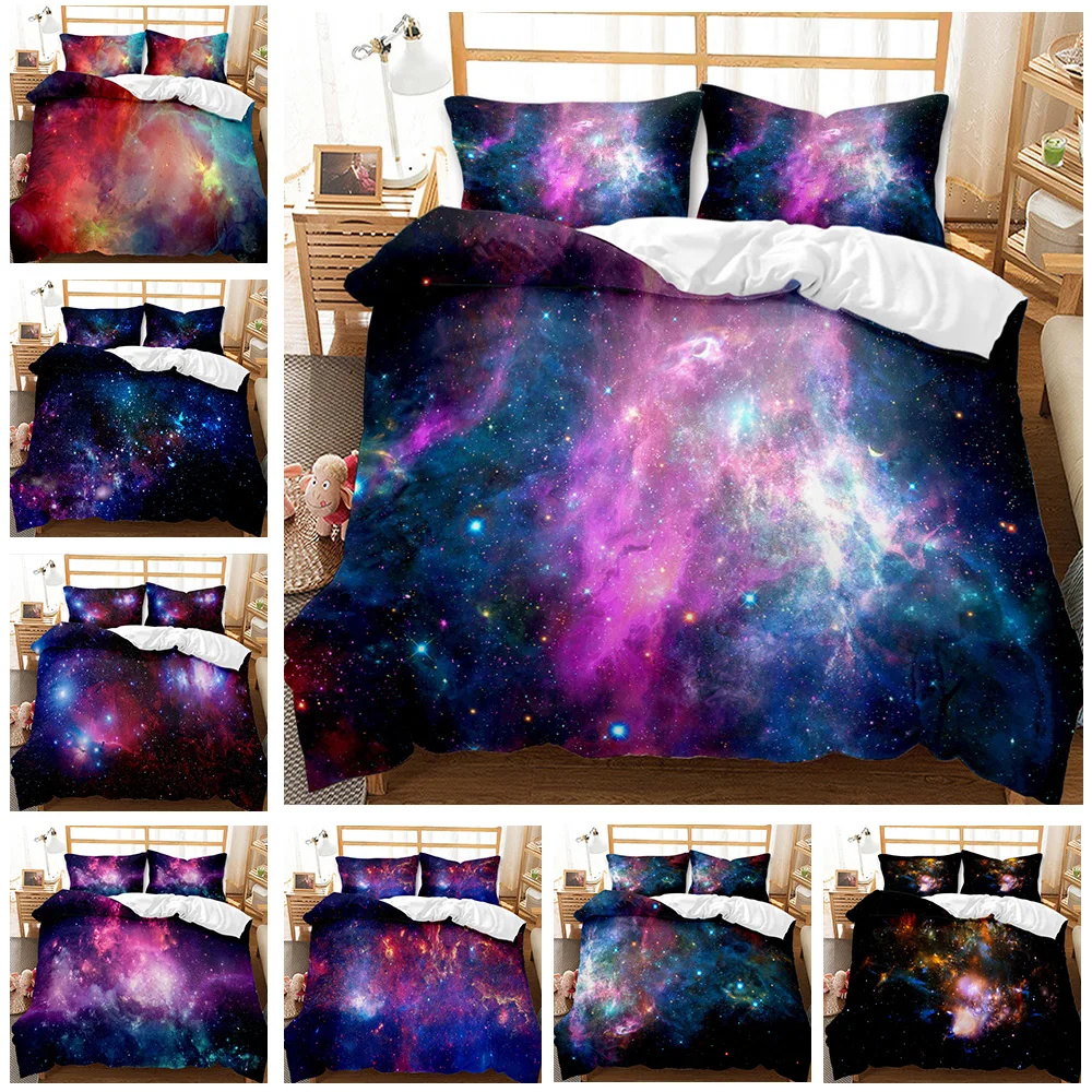 

Galaxy Space Duvet Cover Star Wars Outer Sky Bedding Set Comforter Cover For Kids Boy, Dark Blue Starry Sky Duvet Cover