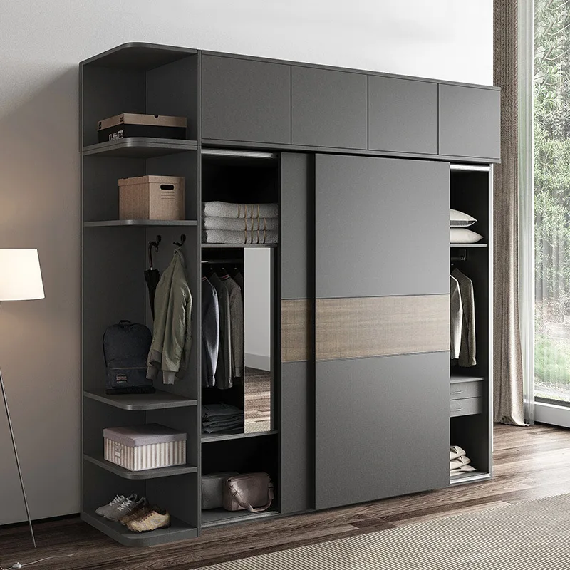 

Australia sliding wardrobe grey color with dressing mirror for bedroom furniture