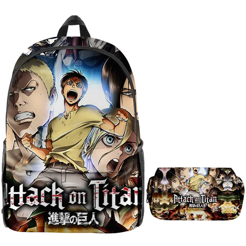 

3Pcs/set Attack On Titan Backpack 3D Print School Bag Sets for Teenager Boys Girls Cartoon Kids Schoolbags Children Mochilas