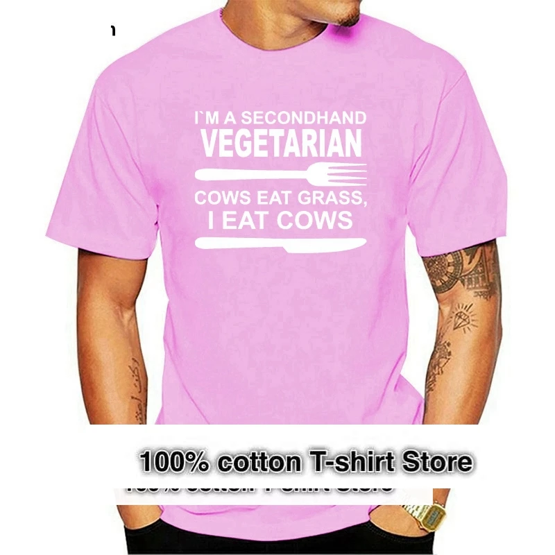 

Men's T Shirt Secondhand Vegetarian Tee Funny Animal S New Humor Shirt Cool Gift