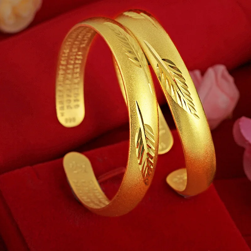 

Classic 24k Yellow Gold Plated Bracelet for Women Bride Bracelet Bangles Wedding Fine Jewelry Gifts Valentine's Day Fine Jewelry