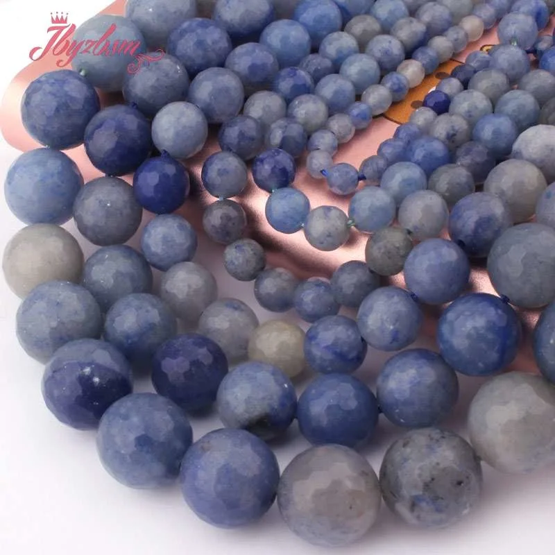 

4,6,8,10,12mm Faceted Round Beads Blue Aventurine Natural Stone Beads For Men Women DIY Necklace Bracelets Jewelry Making 15"