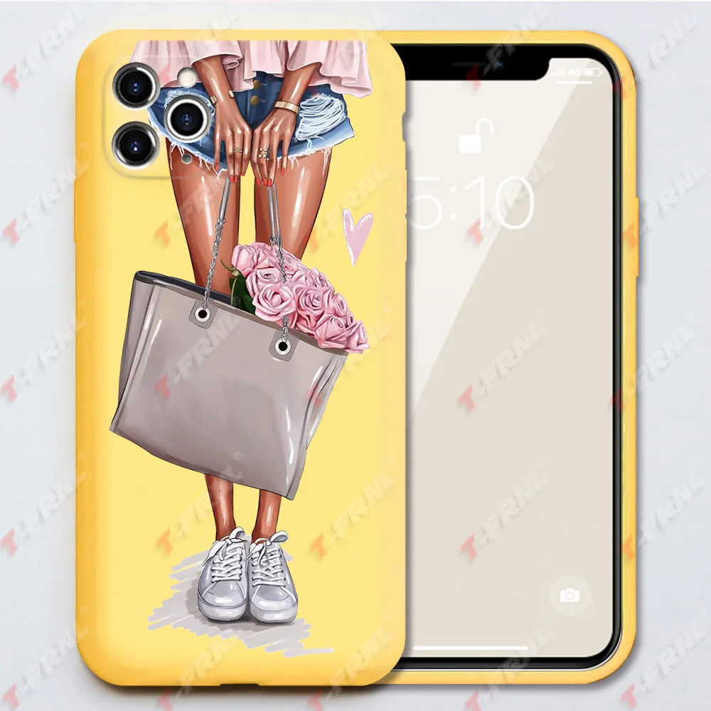 For iPhone 12 mini Pro case Yellow soft TPU case for iPhone 6 6S 7 8 Plus XS 11 13 Pro Max case Fashion women for iPhone 7 case