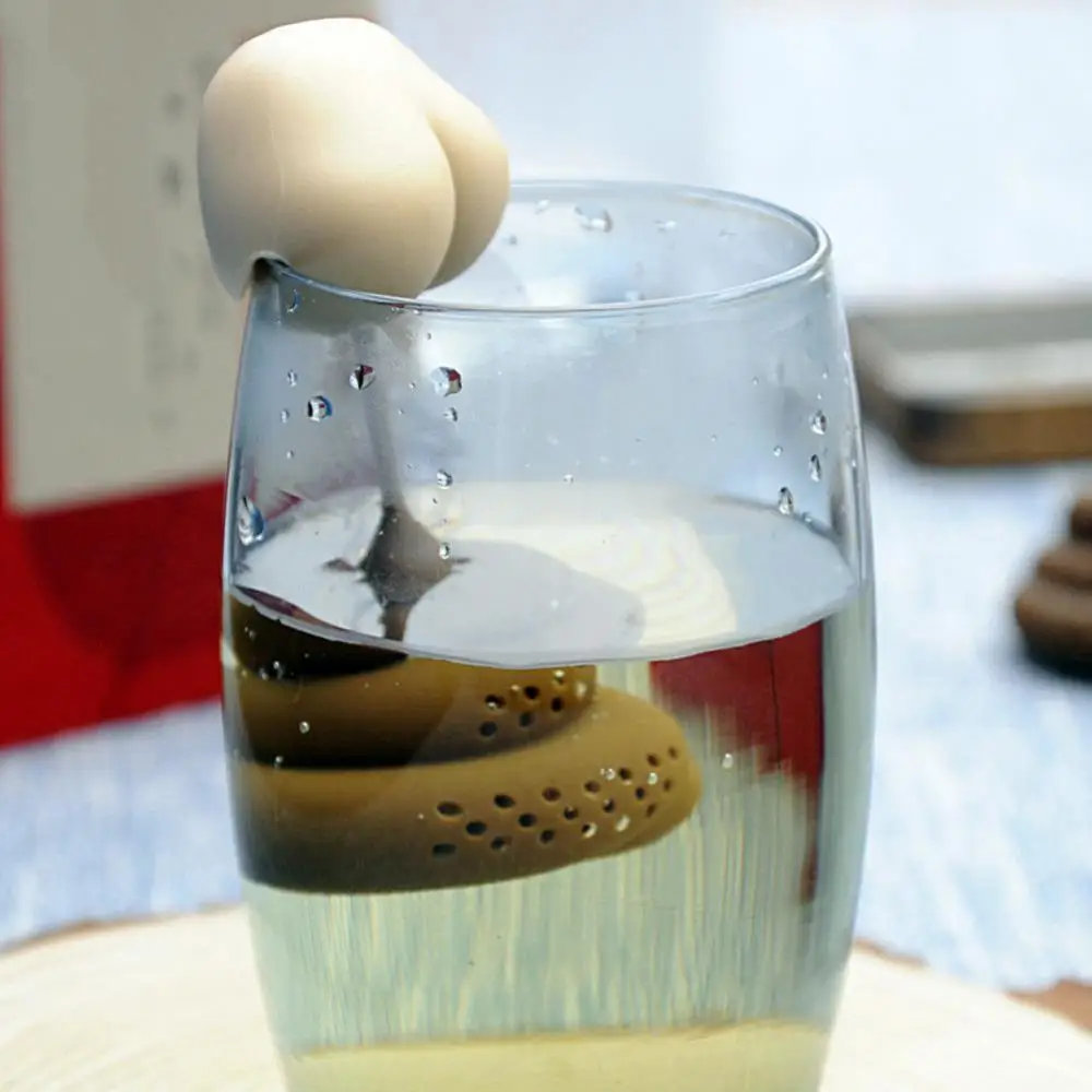 

Poo Turd Shape Silicone Tea Strainer Filter Infuser Prank Trick Props Drink Tool
