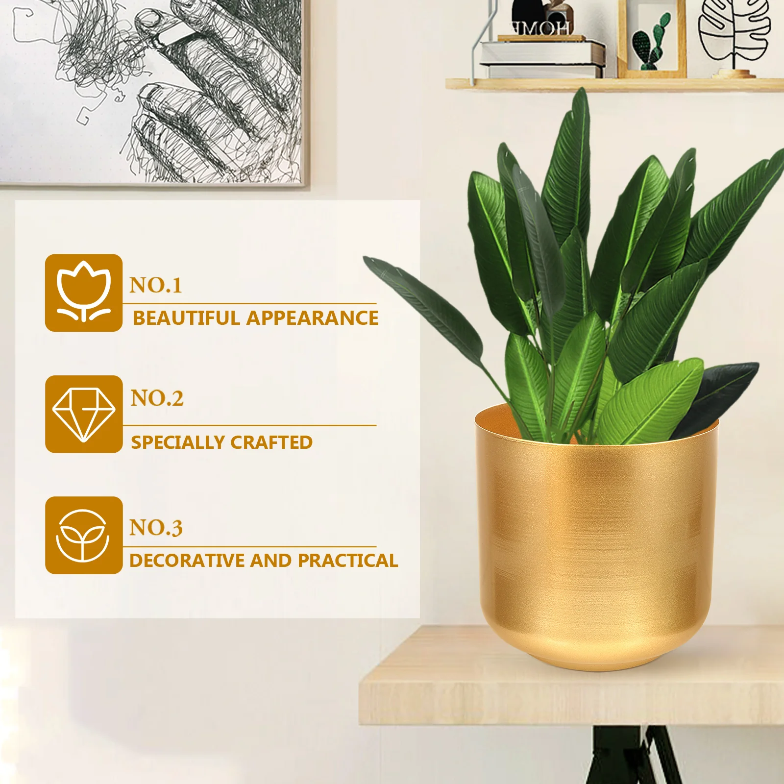 

Planter Pot Iron Flower Garden Modern Succulent Planters Home Outdoor Desk Top Decor
