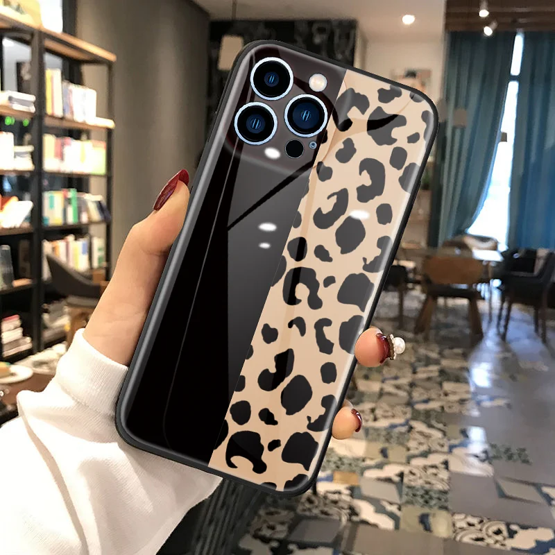 Модный Леопардовый эпоксидный чехол для iPhone 12 13 11 Xs Pro Max XR X 7 8 Plus Mini 6 SE 2020