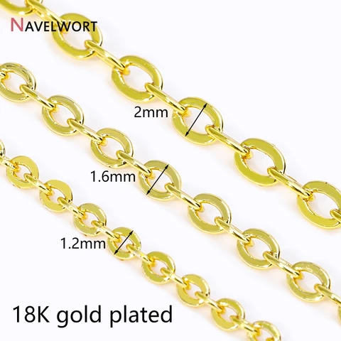Золотая цепочка из латуни NAVELWORT 1.2/1.6/2 мм для изготовления украшений