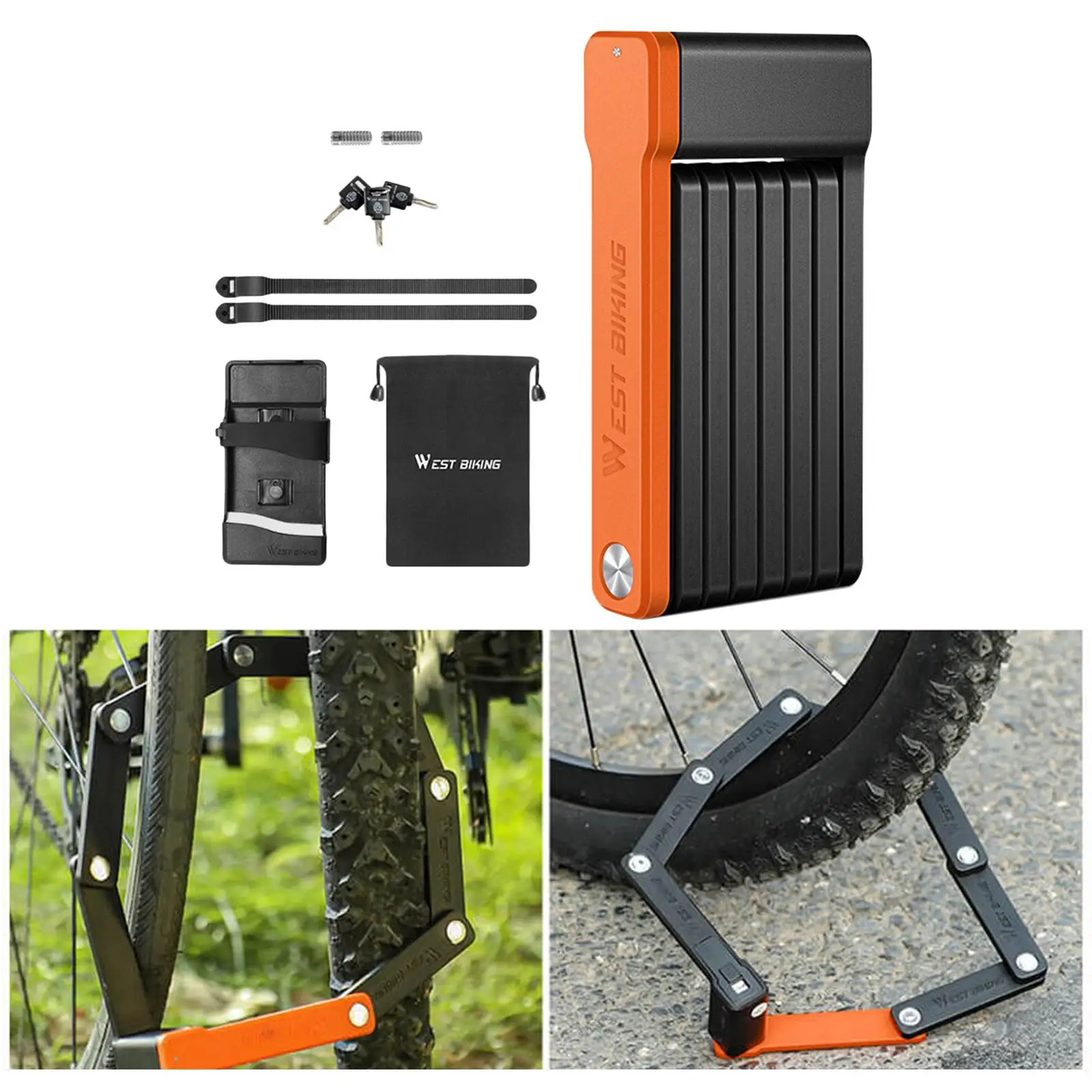 

Folding Lock with Carrying Storage 63cm Frame Mount Key Bike