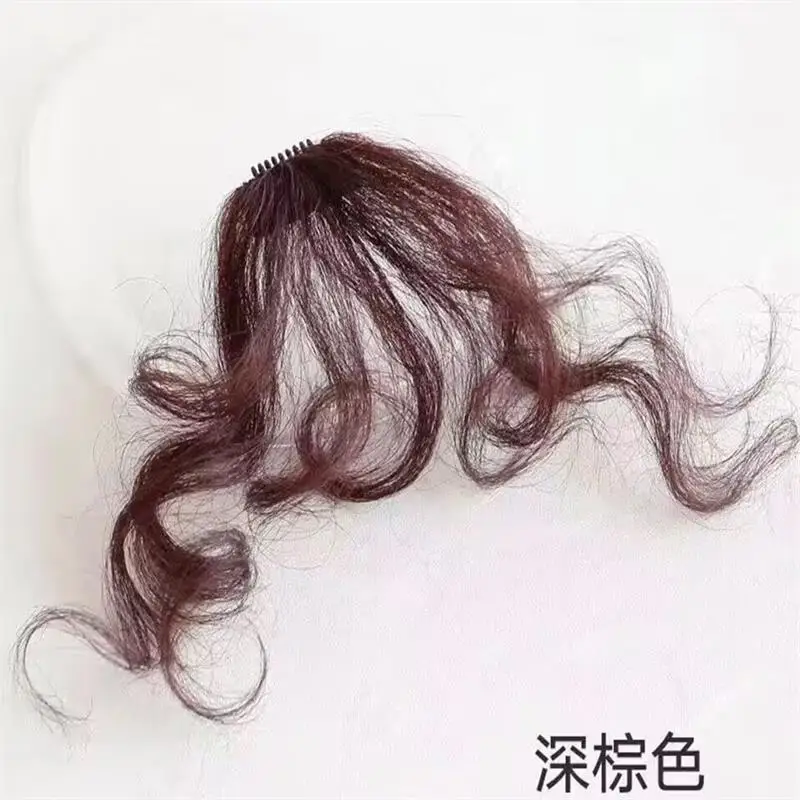 Wool rolls air bangs wig pieces bangswig pieceswomen's natural simulated hair fluffy small curls fake on the fore