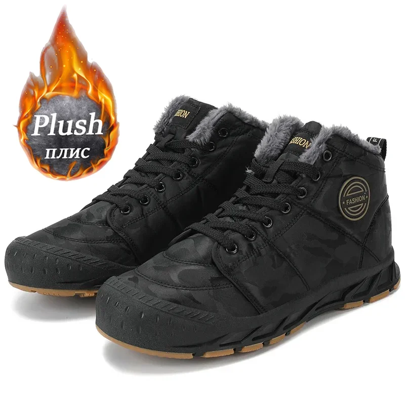 Зимняя мужская обувь зимние сапоги высокие удобные короткие плюшевые подкладки