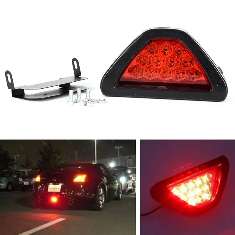 

12V Triangle 12LED Red F1 Style Car Offroad Low Third Brake Stop Light Universal