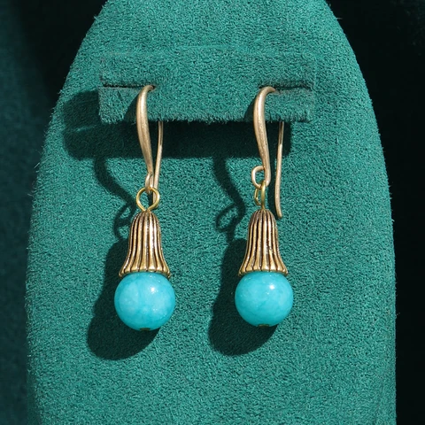 Серьги-капельки LOVE GREEN LIVE GREEN бирюза медь