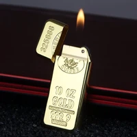 xf297 gold bar lighter creative ultra thin mini grinding wheel open flame