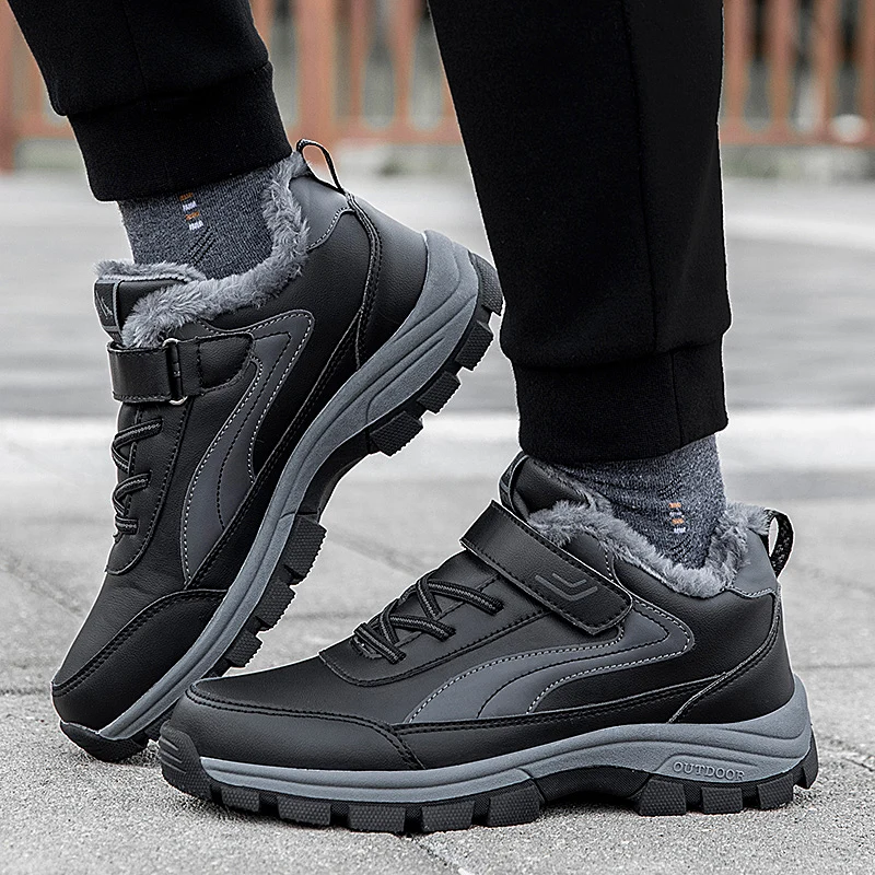 Women Men Snow Boots Thick Plush Waterproof Ankle Boots Couples Winter Shoes Warm Fur Botas mujer