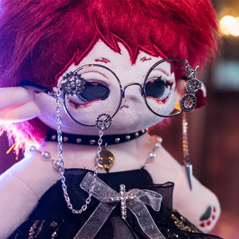 

Мини-очки в стиле ретро, серебристые аксессуары, цепочка, крутые модные украшения, крутая плюшевая кукла 20 см, реквизит для косплея, рождеств...