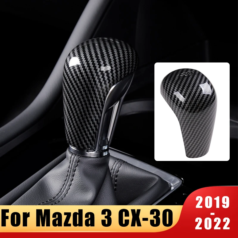 Carbon fiber Car Gear Shift Knob Gear Head Cover Case Trim For Mazda 3 BP Axela CX-30 CX30 CX-50 2019 2020 2021 2022 Accessories