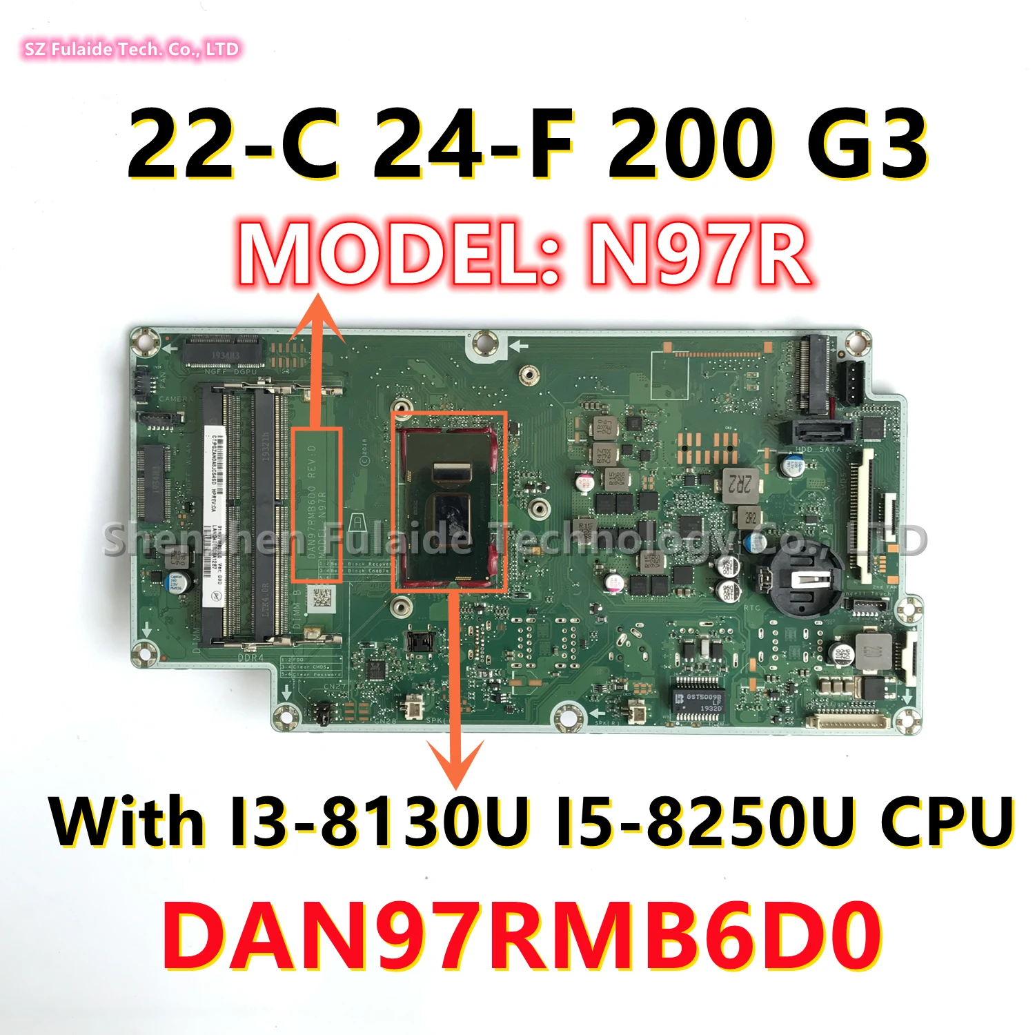 Модель: N97R DAN97RMB6D0 для HP 24-F 22-C 200 G3, искусственная яркость ЦПУ i3-8130U, искусственная яркость/601