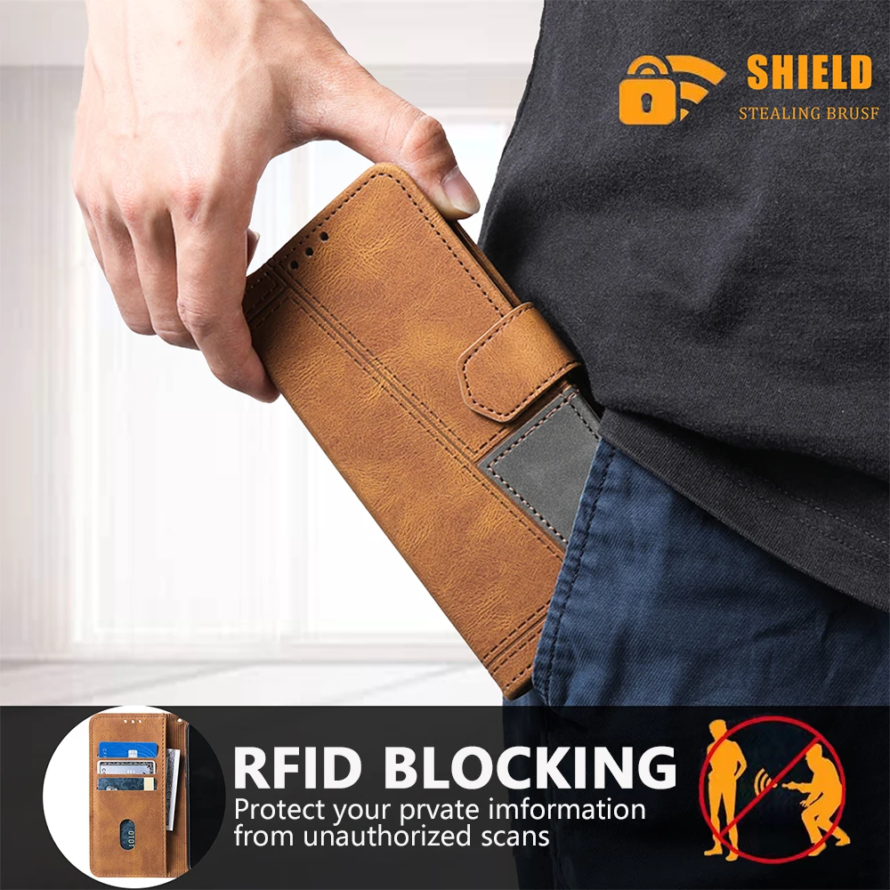 Кожаный флип-чехол для iPhone 16 Pro Max 16PRO кошелек 9 слот карт подставка магнитный