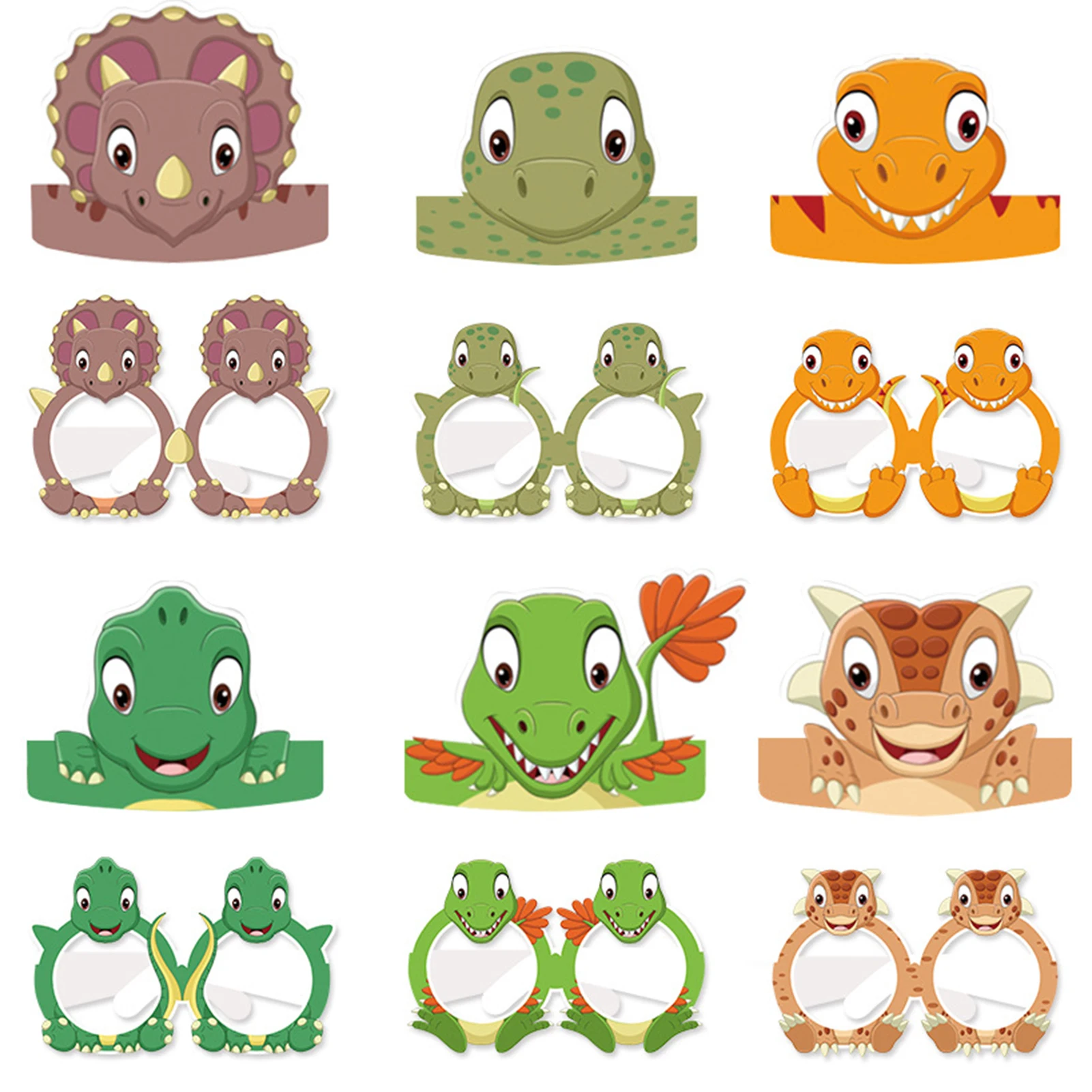 

6pcs Comfortable To Wear Anti Fade Dinosaur Lovely Funny Glasses For Kids Halloween Birthday Party Hats Photo Props Lightweight