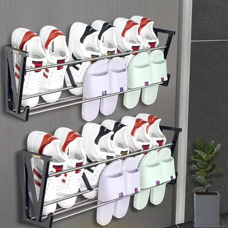 

Shoe Organizer Bathroom Slippers Rack Door Dormitory Wall Racks Space Saving Rack Wall-Mounted Shoes Storage Artifact Shoe-Shelf
