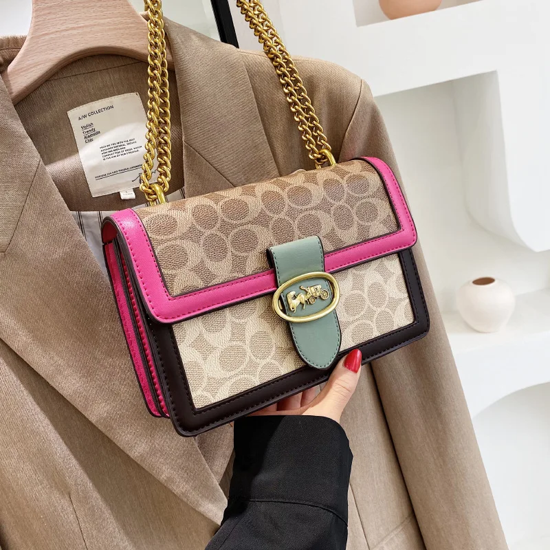 

Fashion Women's Bag 2022 New Chain Cross Body Double Compartment Small Square Bag Printed Shoulder Bag