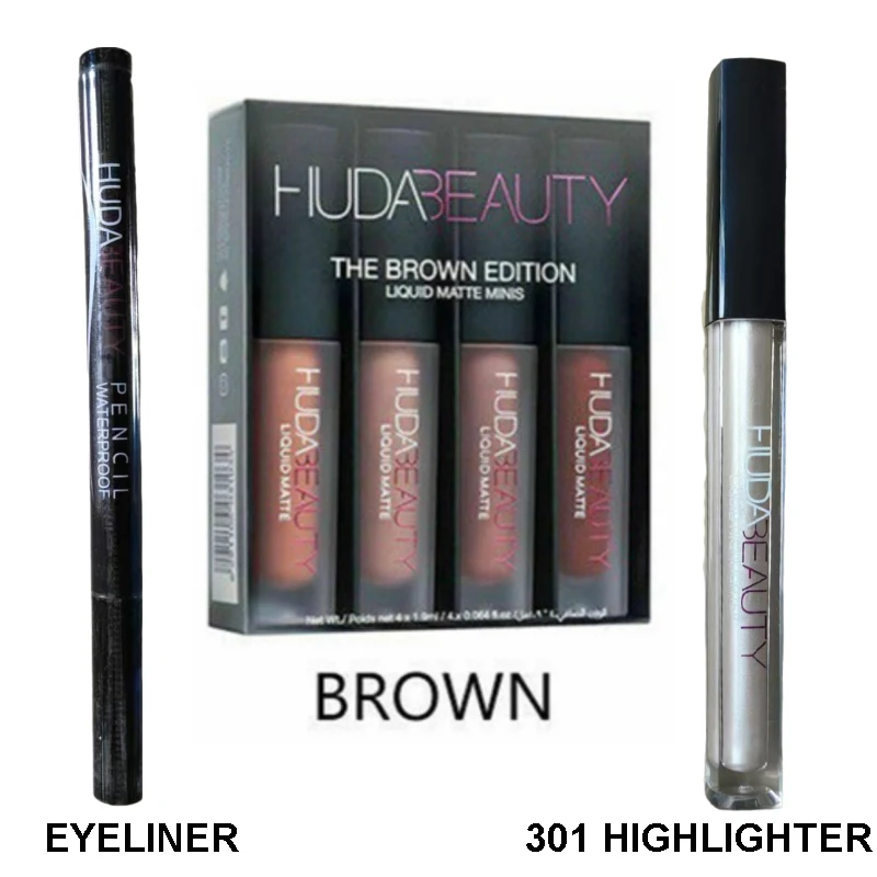 4-цветный жидкий хайлайтер для лица помады набор подводки глаз HUDA Stick Shimmer Shine
