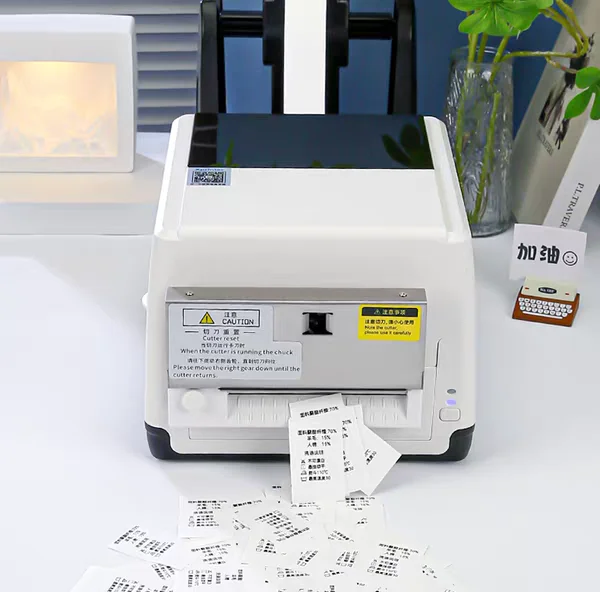 Фото Принтер этикеток Xprinter T451B с автоматическим резаком, 4 дюйма, 4x6, для прямой печати наклеек, термотрансферный, с карбоновой лентой, для самоклеящихся этикеток №1