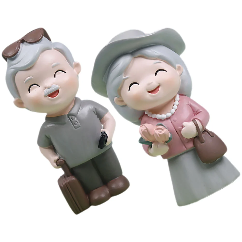 

2Pcs Grandma Grandpa Figurine Old People Elderly Couple Statue Grandparents Figurines